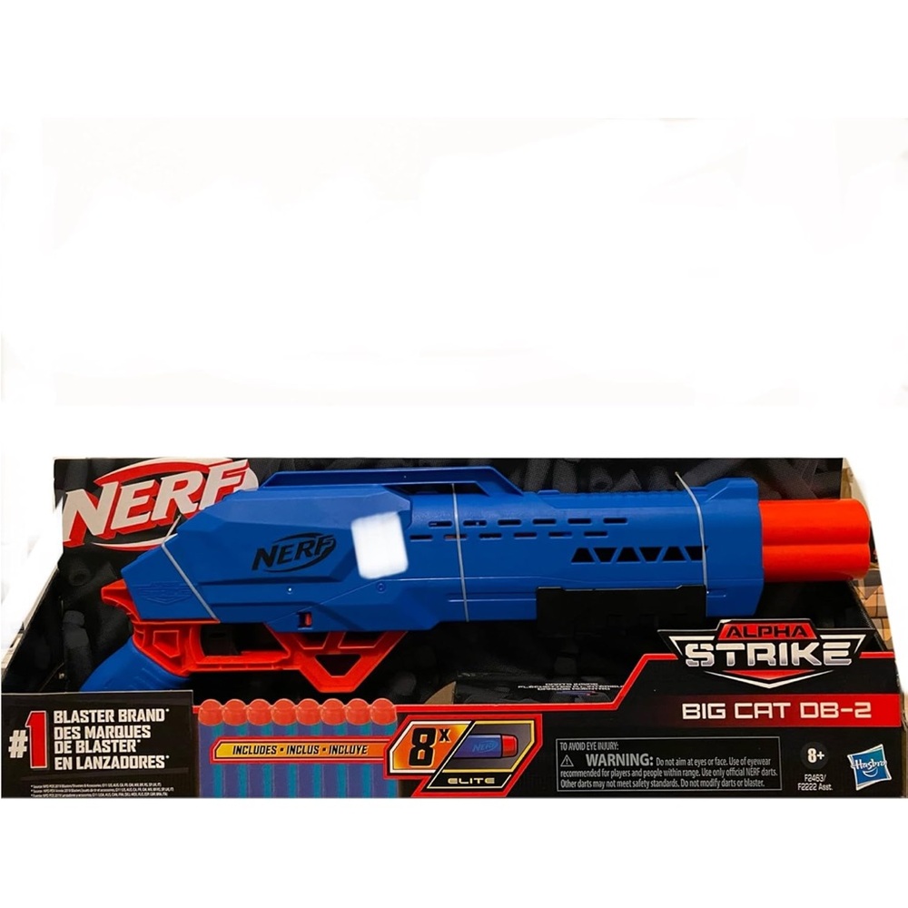 NIB Nerf Alfa Strike Big Cat DB-2 Nerf Gun. 8 Bullets #1 BLASTER BRAND